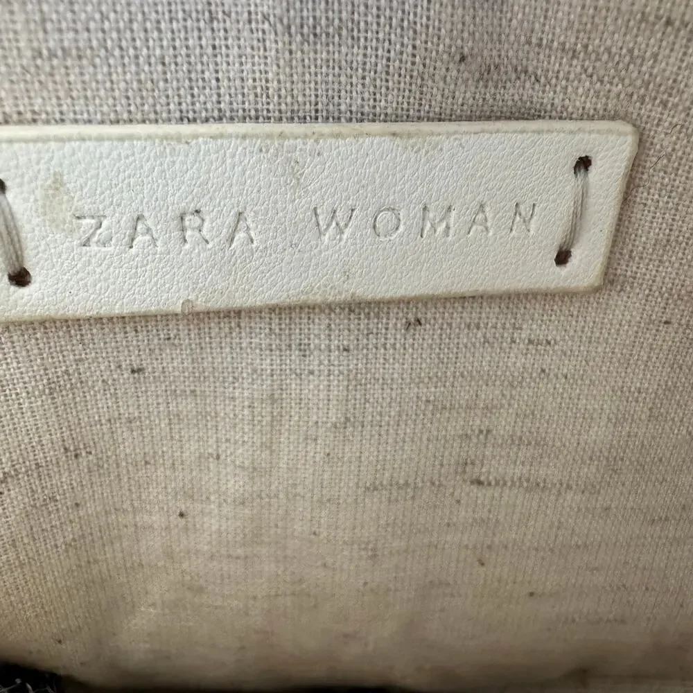 ZARA White Beaded Boho Half Moon Wooden Top Handle Convertible Bag Chain Strap - Picture 6 of 10